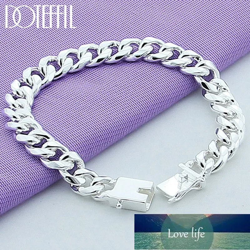 DOTEFFIL 925 Sterling Silver 10mm Boucle Carrée Bracelet Chaîne Femmes Mode Hommes Dominateur Bijoux Usine prix conception experte Qualité Dernier Style Original