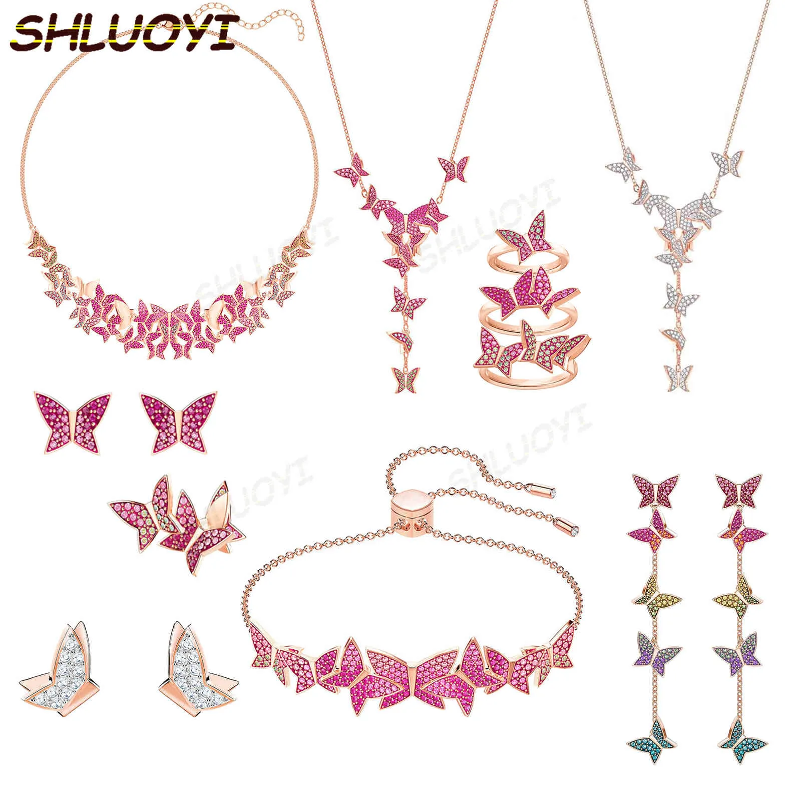 2020 bijoux de mode swa1: 1 exquis papillon en trois dimensions femmes collier de charme série X0509