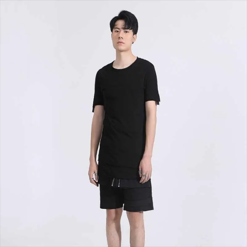 Men's T-Shirts Short Sleeve T-Shirt Summer Solid Color Round Collar Comfortable Soft Mid Length False Two Design