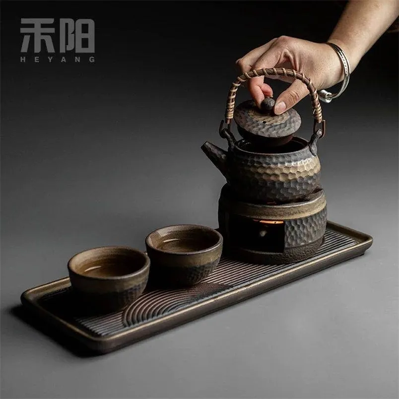 Gruba ceramika Ciepła piec herbaty w stylu japońskim handmade vintage er garnek ceramiczny zestaw kung fu 210813