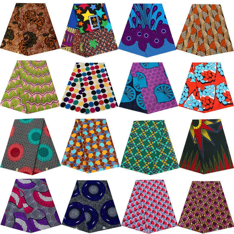 Afrika Nigerian Prints Batik Tyg Real Wax Patchwork Sewing Dress Craft Loincloth Polyester Högkvalitativ Ankara Designer Tissu 210702
