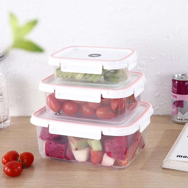 Storage Bottles & Jars 3pcs/set Boxes Kitchen Plastic Microwave Refrigerator Food Sealing Box Lunch Container