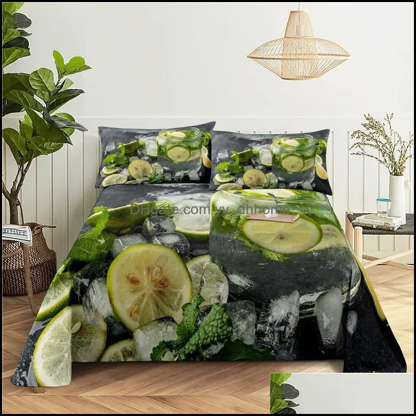 Sheets & Sets Delicious Fruit Bedding Sheet Home Digital Printing Polyester Bed Flat With Case Print