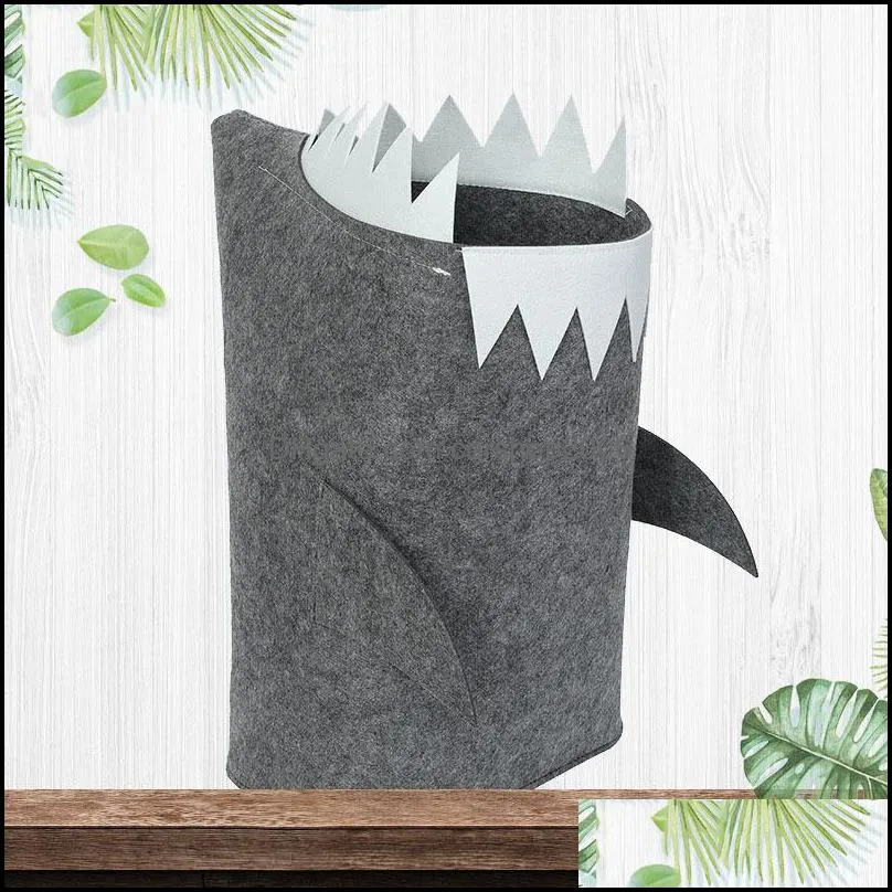 S/M/L Shark Felt Storage Basket Kid Toy Storage Bucket Sundries Cartoon Shark Storage Box Clothes Hamper Laundry Basket DBC VT0587