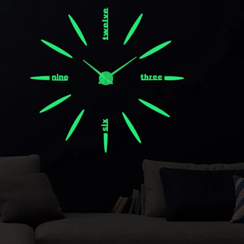 壁掛け時計の発光アクリルステッカーデジタル時計47インチクォーツサイレントモダンなデザインの家の装飾リビングルーム