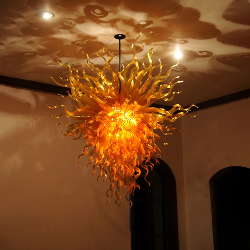 Vintage Amber Chandeliers Lâmpada Linda mão soprada Lustres Lustres Led Led Chandelier Iluminação Luminária Montado Teto Lamparas personalizado 120 ou 135 cm