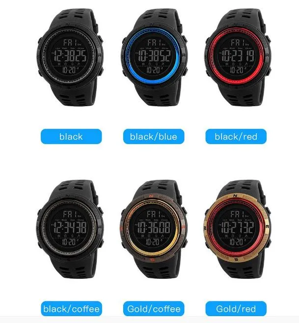 VDSOW Heren Sport Digitale Horloges - Outdoor Waterdicht Sport Horloge met Alarm/Timer, Big Face Militaire Horloges met LED Backlight voor Running Mannen - Zwart