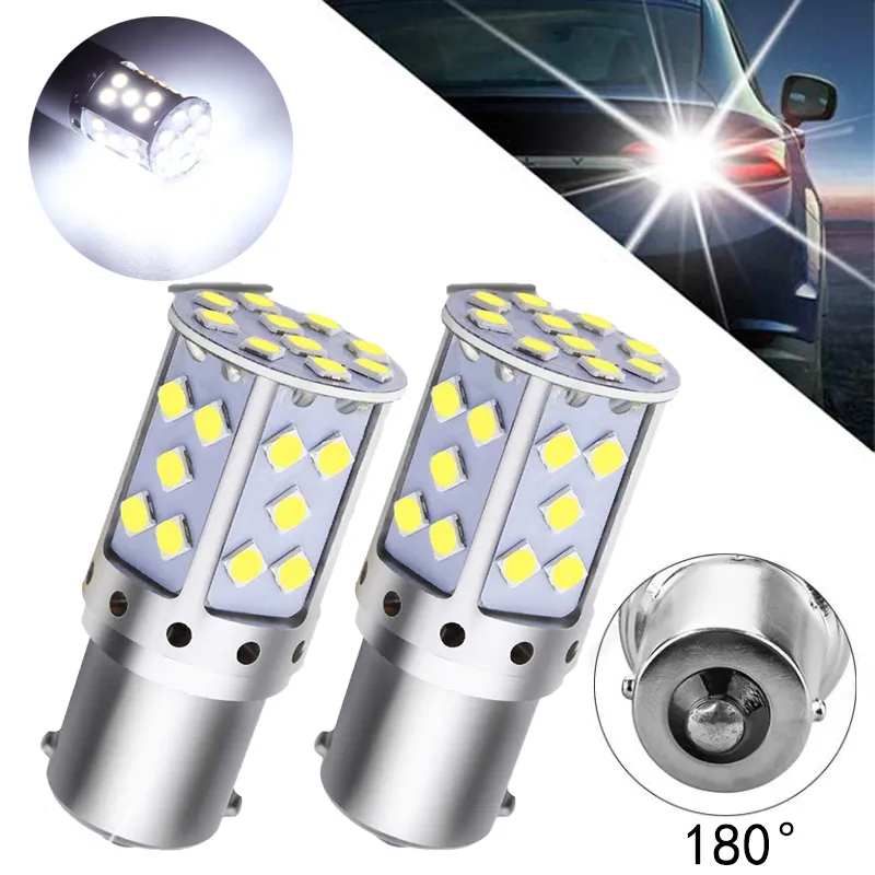 Ampoules de voiture LED blanches Super brillantes 1156 P21W BA15S 3030 35SMD, large tension 12V 24V pour feux de recul, clignotants, 10 pièces/lot