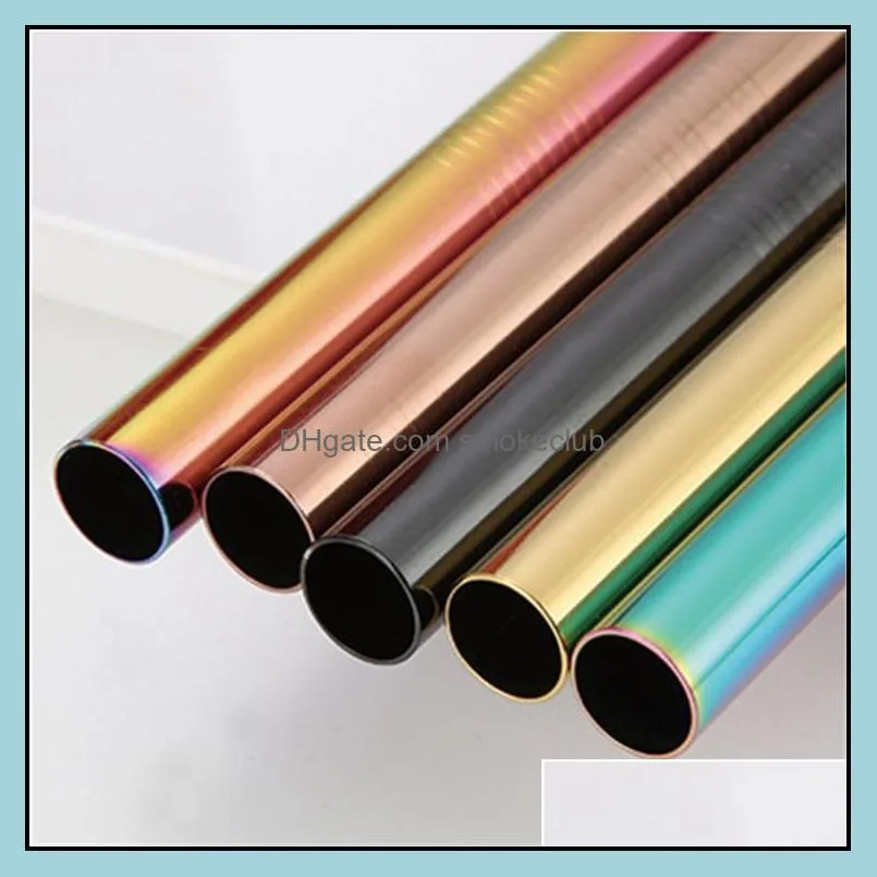 Reusable 12MM Bubble Tea Straws, PVD Plated 12MM Straight Metal Straws, 12MM Colored Straws for Smoothie