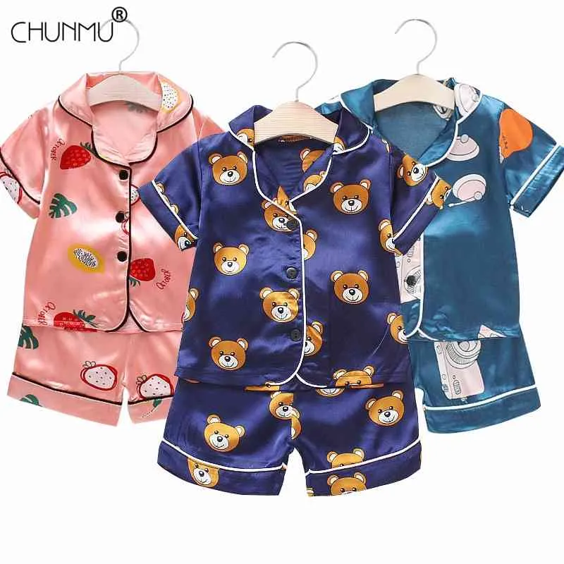 Ensemble de pyjamas pour enfants bébé costume enfants vêtements enfant en bas âge garçons filles dessin animé impression haut shorts loisirs maison porter été 210508