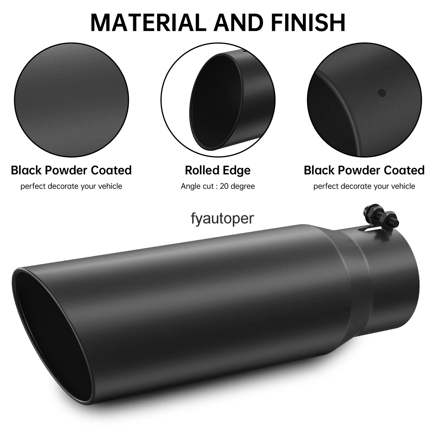 MBRP Black 2.5" Exhaust Tip - Single Wall, Angle Cut, Powder Coated Stainless Steel Universal Fit - View #3