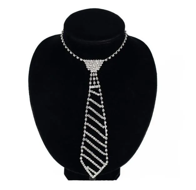 European and American jewelry diamond tie long necklace women's bow fashion set clothing