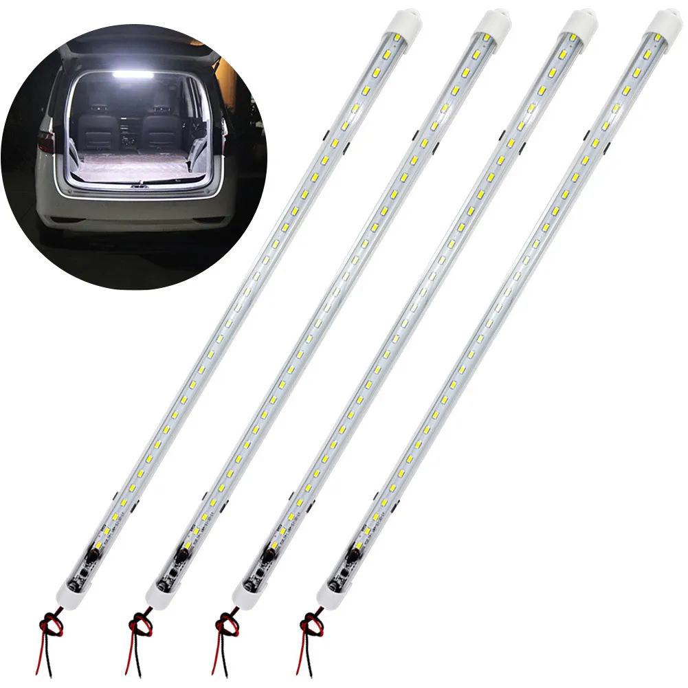 4 pièces 50CM 12V 24V 36 LED barre de lumière intérieure de voiture Tube de lumière blanche brillante avec interrupteur pour RV camping-car bateau Van camion caravane