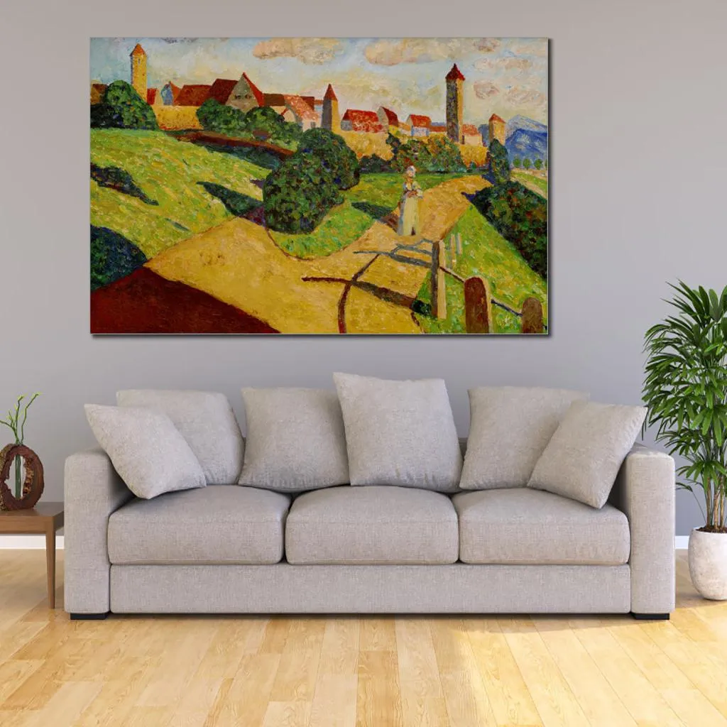 Handmade oil painting Wassily Kandinsky Rothenburg ob der Tauber modern art abstract pictures for Living room decor