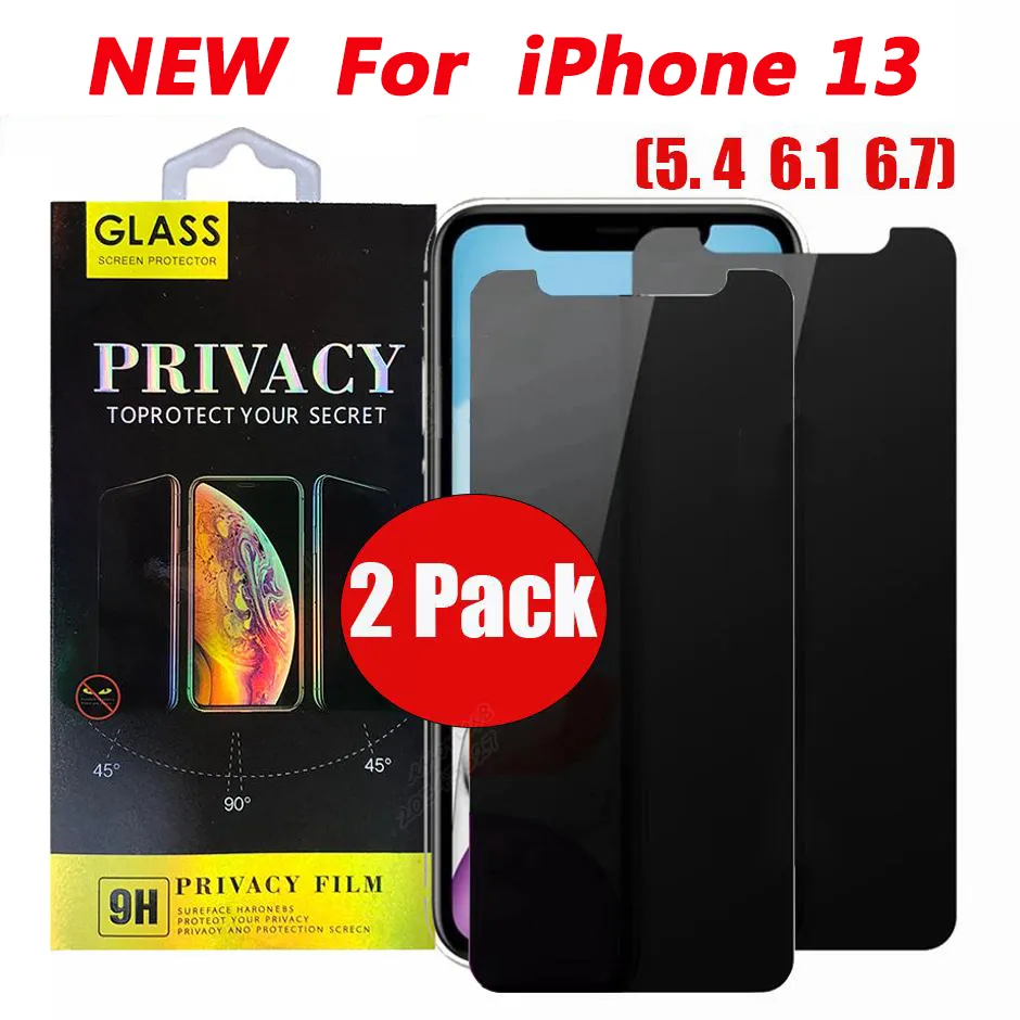 2pack 2.5D Anti-peeping anti-spy Privacy Protezione dello schermo del telefono in vetro temperato per iPhone 14 13 12 11 pro XR XS max X 6 7 8 Plus con confezione al dettaglio