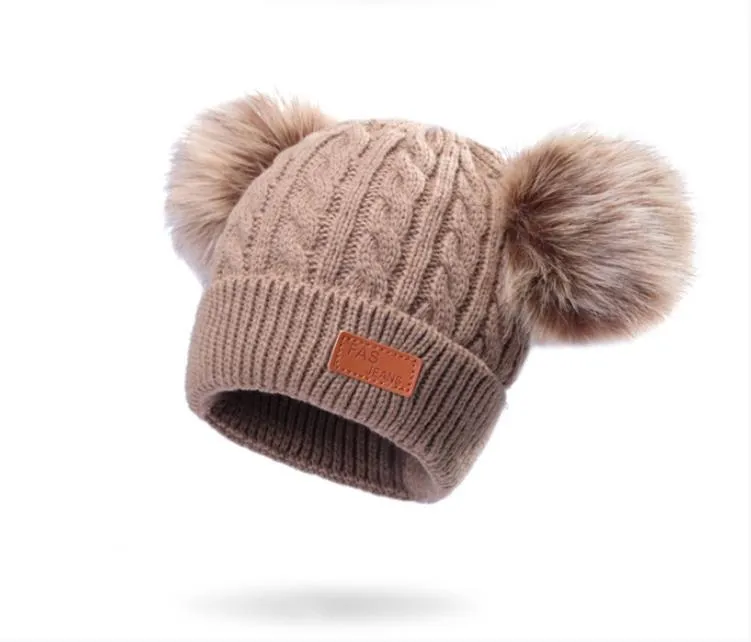 10 Styles New Winter Hats Boys Girls Knitted Beanies Thick Baby Cute Hair Ball Cap Infant Toddler Warm Caps Boy Girl Pom Poms Hat DB196