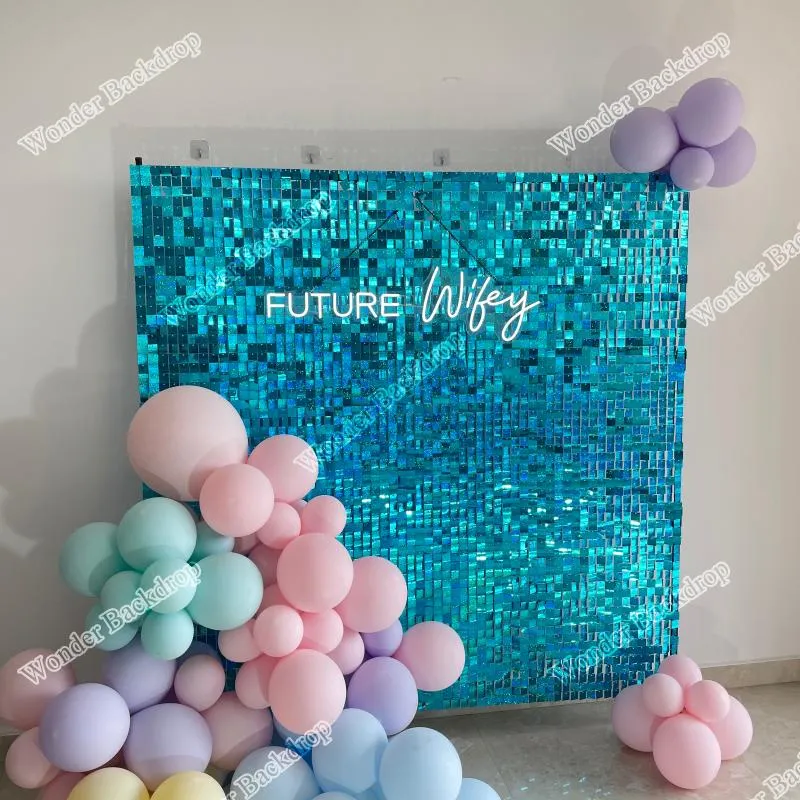 Party Decoration Glitter Sequin Wedding Backdrop 5 Colors Grid Backing Clip Type Shimmer Wall Panel Birthday