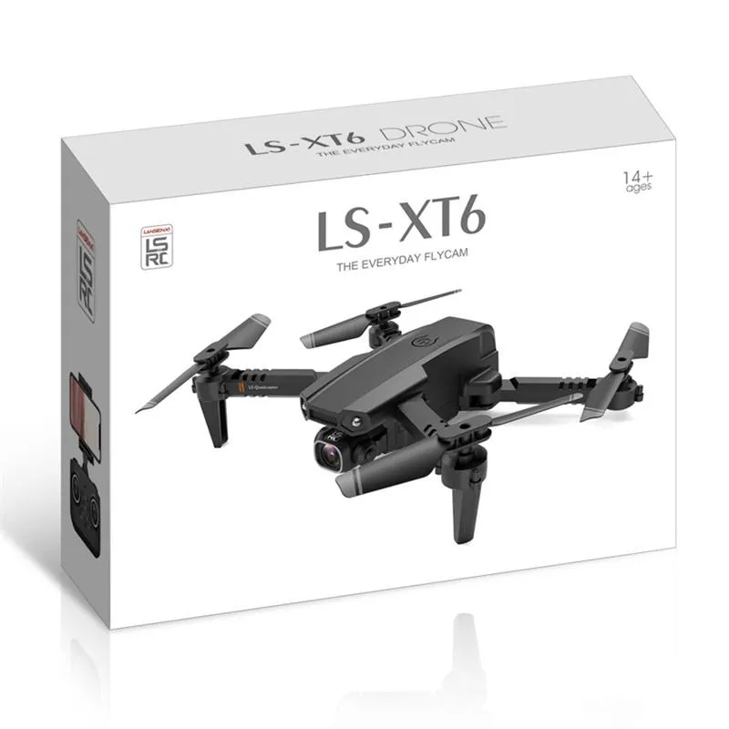 LSRC LS-XT6 4K HD Mini Drones de Doble Lente Uav WiFi 1080p Transmisión en Tiempo Real FPV Drone Cámaras Dobles Plegable RC Quadcopter Juguetes de Navidad