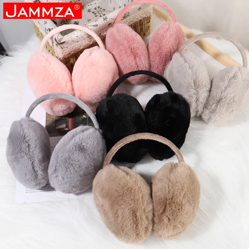 Winter Warm Ear Muffs Girl Fluffy Fold Burger Shape Children Headphone Earmuffs Soft Cashmere Solid Cute Warmer Fake Fur Earlap