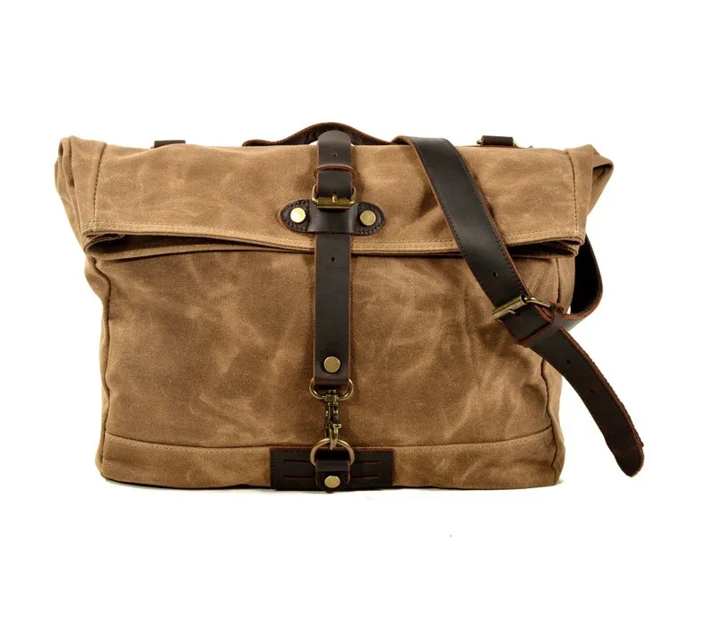 Tela cerata impermeabile Borsa da ciclismo retrò messenger casual moto da uomo borse a tracolla locomotiva da donna pacchetto laterale povero254Q