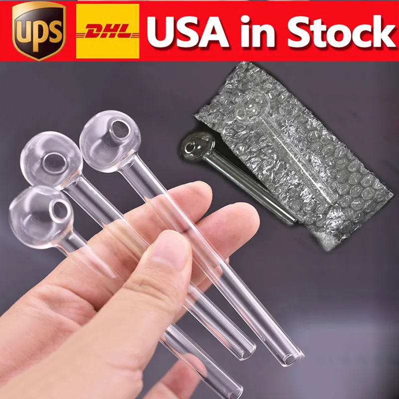 LAGER IN USA Pyrex Glas Ölbrennerpfeife 4 Zoll Klar Hochwertige Rauchpfeifen Transparent Tolle Tube Nagelspitzen Günstigstes