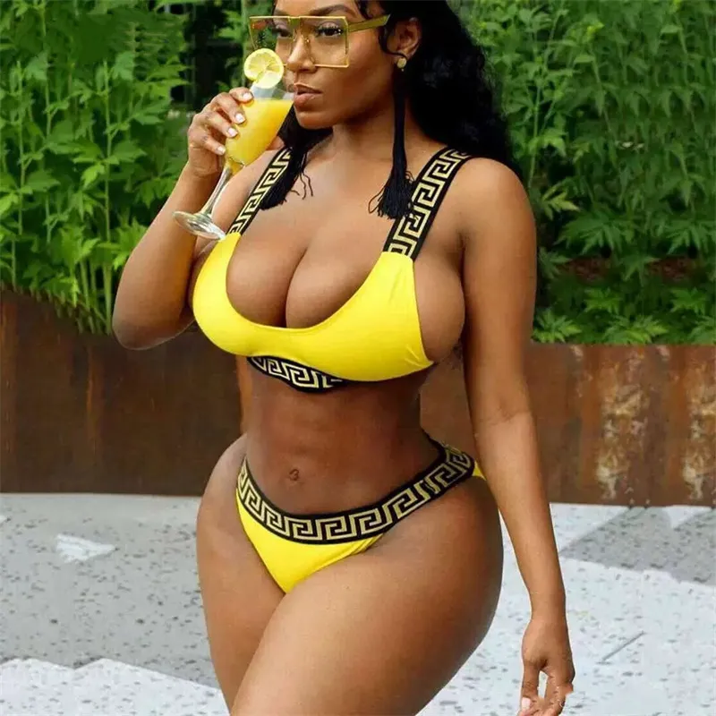 Womens Bandage 32ff Bikini Sets High Cut Crop Top And Thong Swimwear With Solid Print Sexy Beachwear From Top sport mall 16.61 DHgate.Com