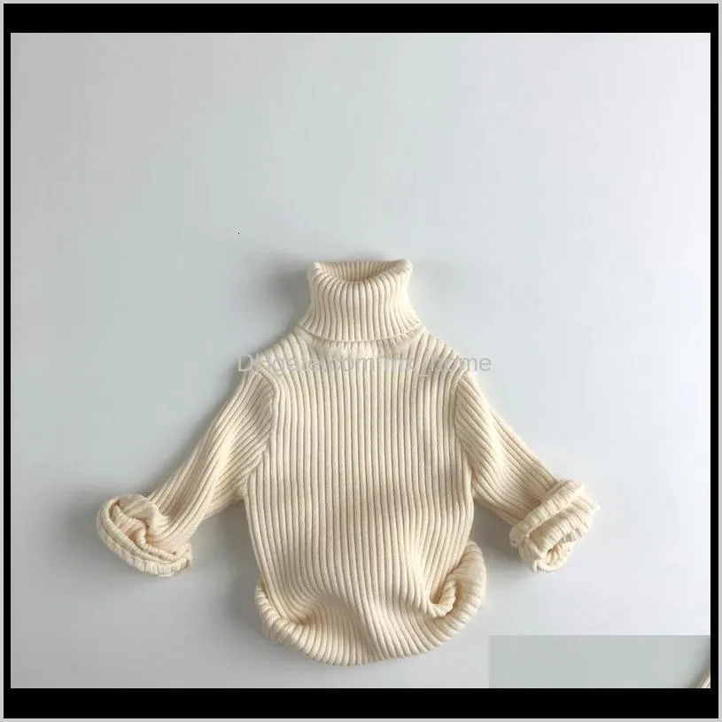 2021 kids sweaters 1-6y baby girls turtleneck sweater clothes new autumn winter boys children clothing pullover knitted solid tops