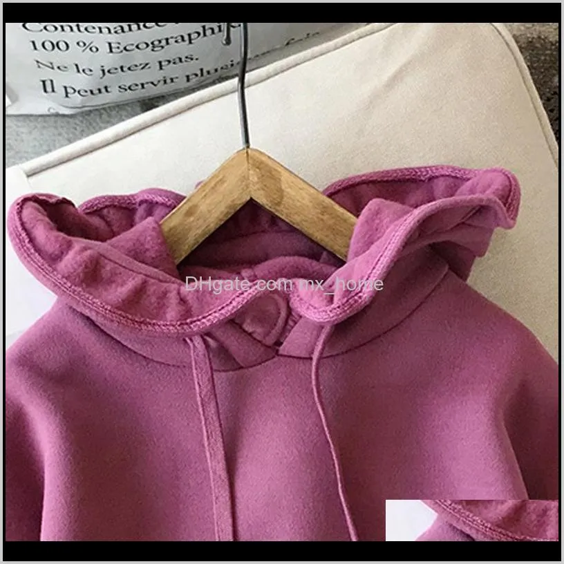 girls clothes new winter long sleeve hooded casual thick warm cute solid dress for kids girl hoody shirt flee dress children 201029