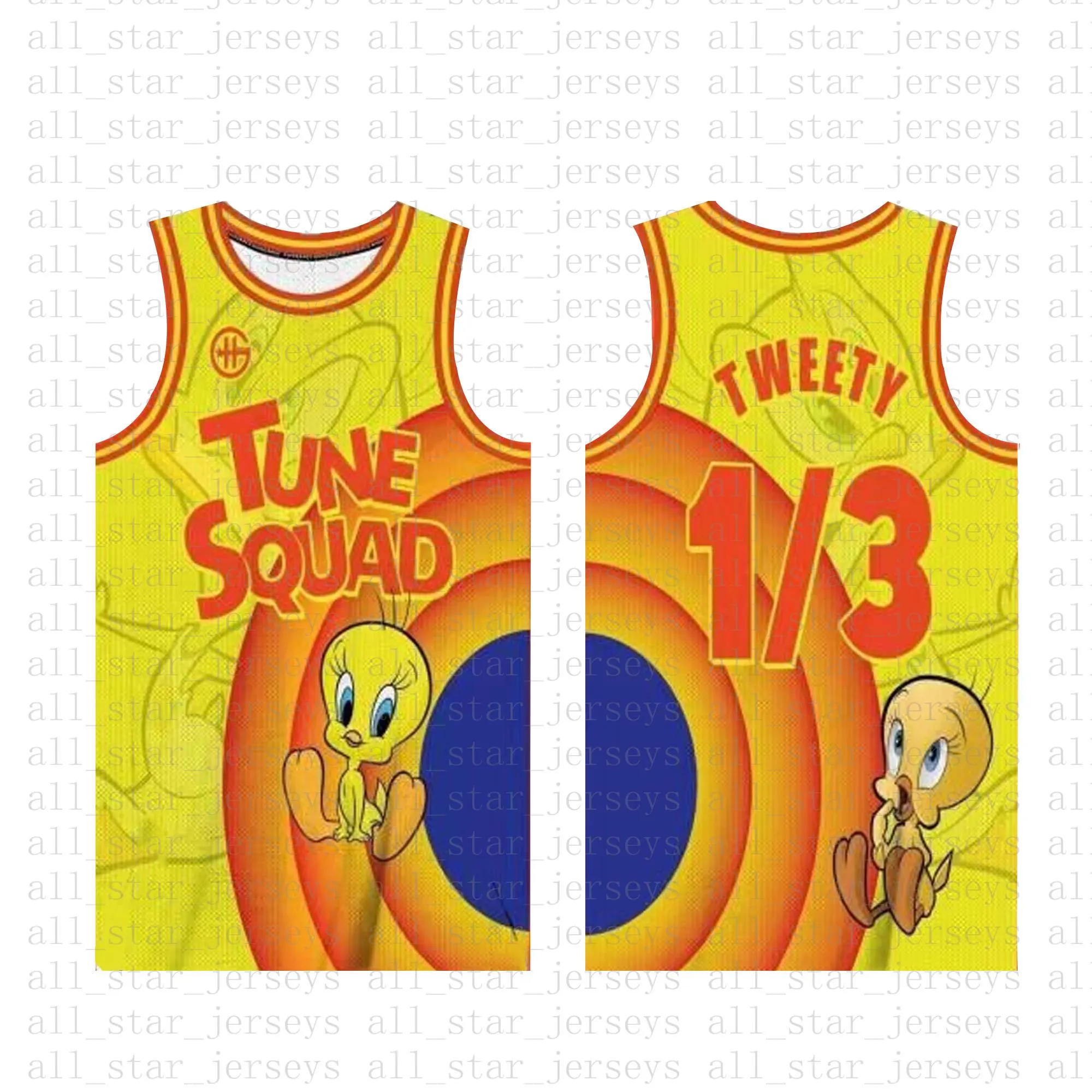 Maglia da basket NCAA 1/3 Tweety 2021 Movie Space Jam Tune Squad blu! Taz 10 Lola 7 R.RUNNER Lebron 6 James 23 Michael 1 Bugs Silver