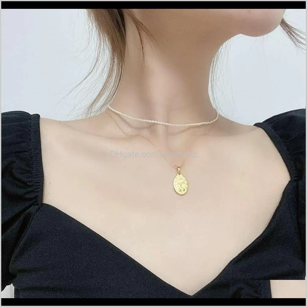 pendants s925 pure silver natural small pearl necklace for women to wear clavicle chain irregular rice beads french gong tingfeng