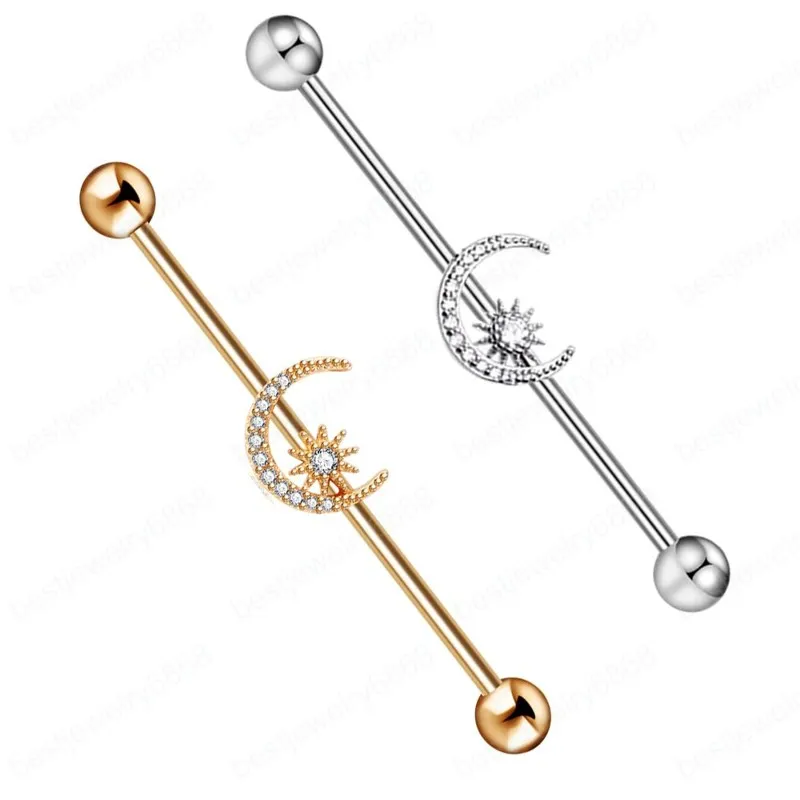 Barbell Brinco Cartilagem Aço Inoxidável 38mm 1 1/2 Polegada Barra Industrial Body Piercing Jóias Para As Mulheres