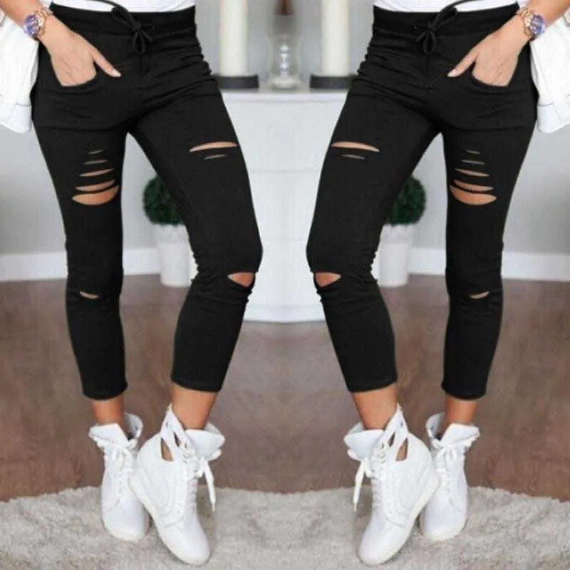 Mid rise ripped stretch ankle leggings on sale