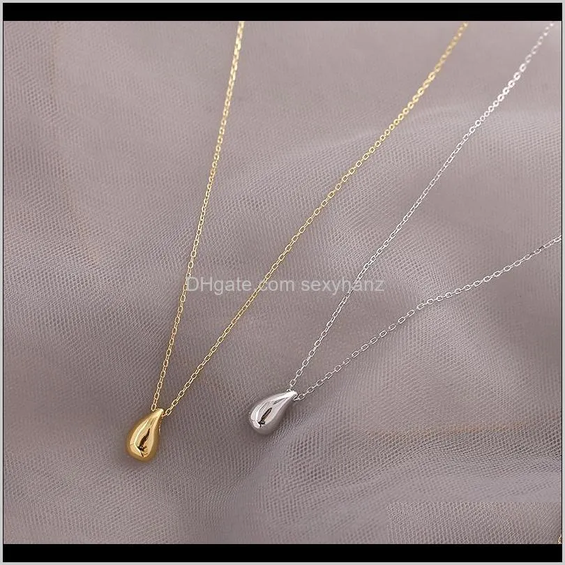 hangzhi 2020 new trend fashion simple water drop peas gold clavicle chain necklace for women girls party jewelry gifts