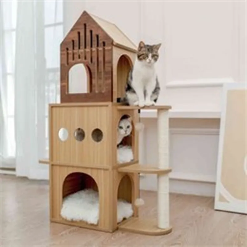 Cat Climb Activity Tree Scratcher Kitty Tower Furniture Pet Play House235Y