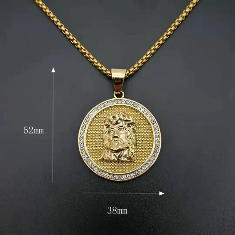 Pendant Necklaces Hip Hop Gold Color Stainless Steel Jesus Piece Pendants For Men Rapper Jewelry Drop