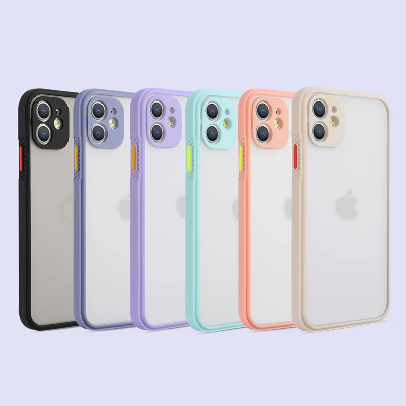 Fashion Matte Telefon Case dla iPhone 12 11 Pro Max XR XS SE2 6S 7 8 PLUS Osłona ochronna Cellphone Contrast Color Shell