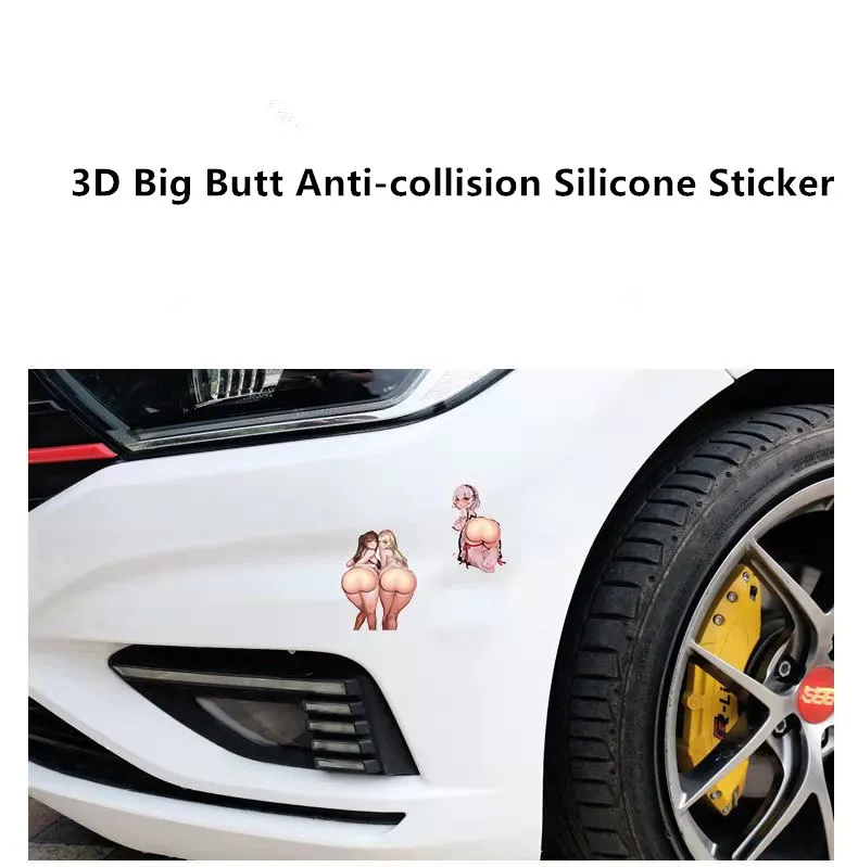 Nuovo 2 pz 3D adesivo per auto porta anti-collisione striscia antigraffio adesivo di protezione posteriore cartone animato Sexy bellezza culo decorazione adesivo