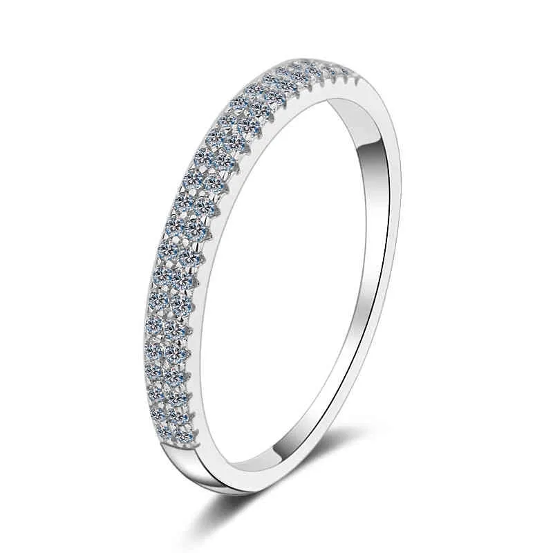 ANZIW 925 argent Sterling Moissanite diamant 023CT mode Double rangée demi éternité bague de fiançailles pour femmes bijoux cadeaux