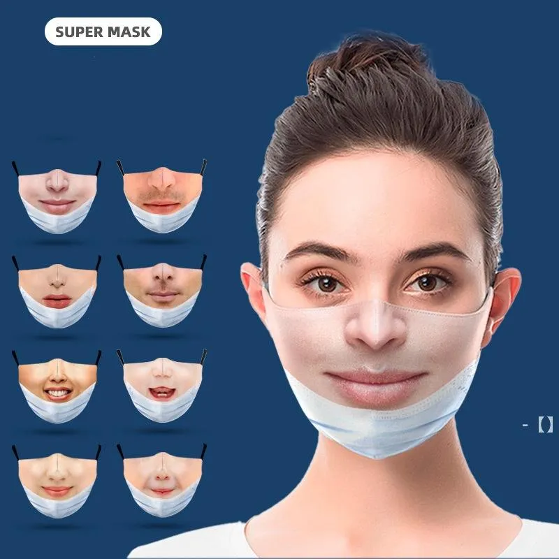 NEWFunny Expression Adult Masks Women Men Unisex Filter Dustproof Breathable Washable Protective Fashion Mask Reusable Simulation RRF12050