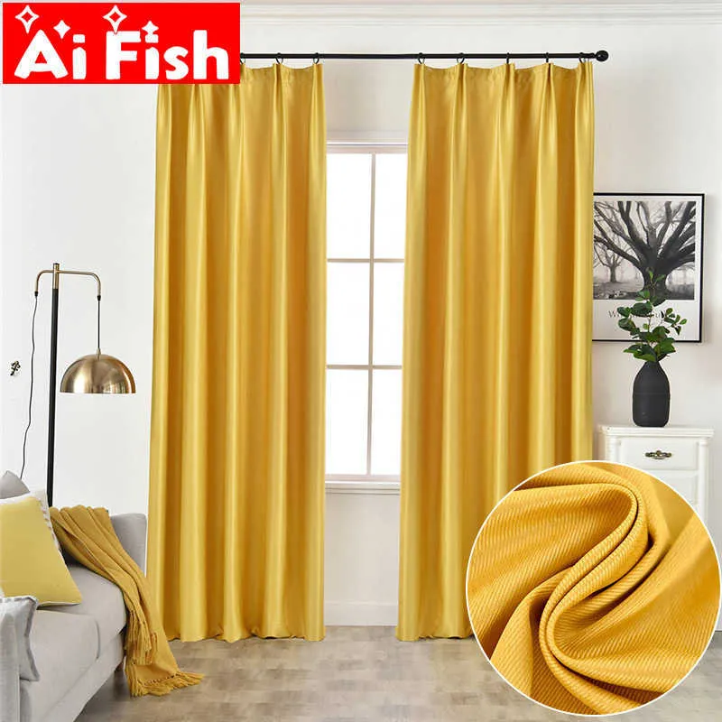 Yellow Modern Blackout Curtains For Living Room Orange Solid Color Thick Bedroom Curtain Drapes Kitchen Fabric Cortinas MY488#3 210712