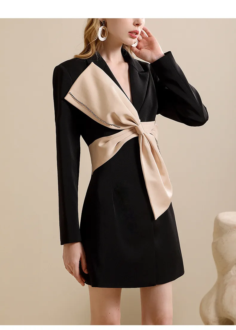 Deep V Neck Long Sleeve Knee-Length Evening Dress with Big Bow for Women  Formal Custom Made from Dhgate Prom Dresses - price 277.88