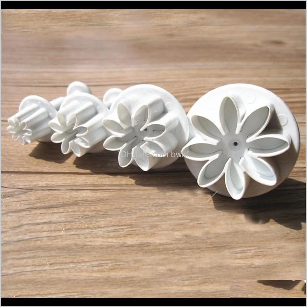 4pcs plum flower plunger fondant mold cutter cake cookie decorating fondant cookie cutter