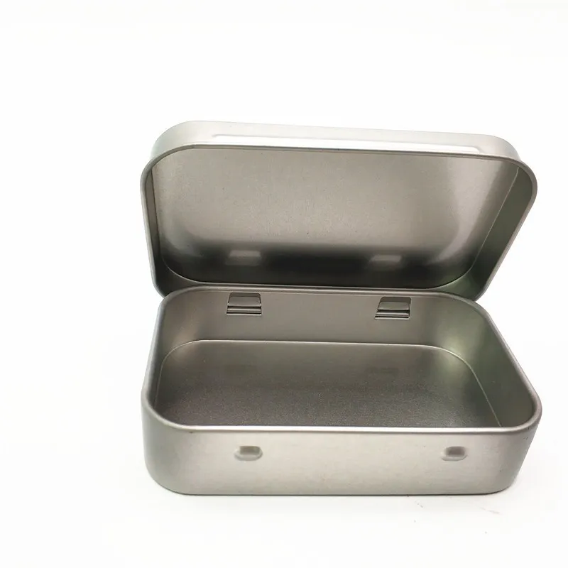 Обычная серебряная оловянная коробка 95x60x21mm прямоугольник чай конфеты Mint визитная карточка USB хранения корпус оптом