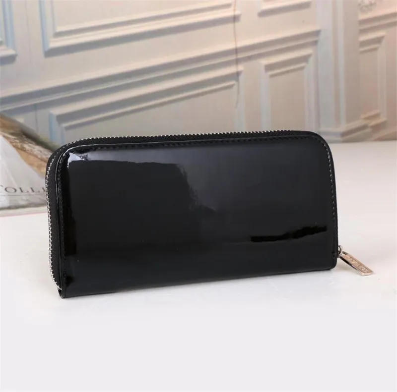 高品質の特許革財布の女性の長いキャンバスジッパーカードホルダーの財布女性財布コインバッグ