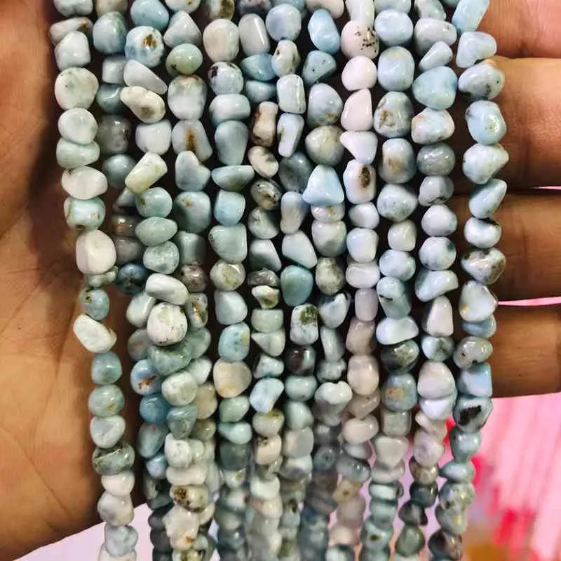 2 corde da 155" perline di pepita di pietra naturale larimar 4x6mm perline sciolte di pietra preziosa tumble per gioielli fai da te