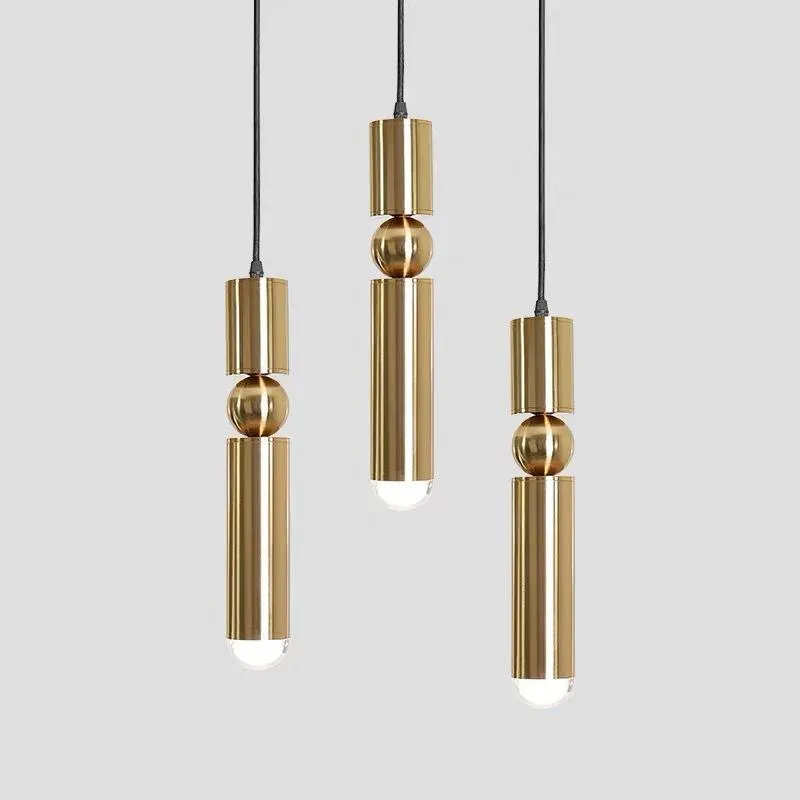 Hängsmycke Lampor Nordic Chrome Brass Metal Design LED Light för sovrumsutsikt Studie Aisle Köksarmaturer