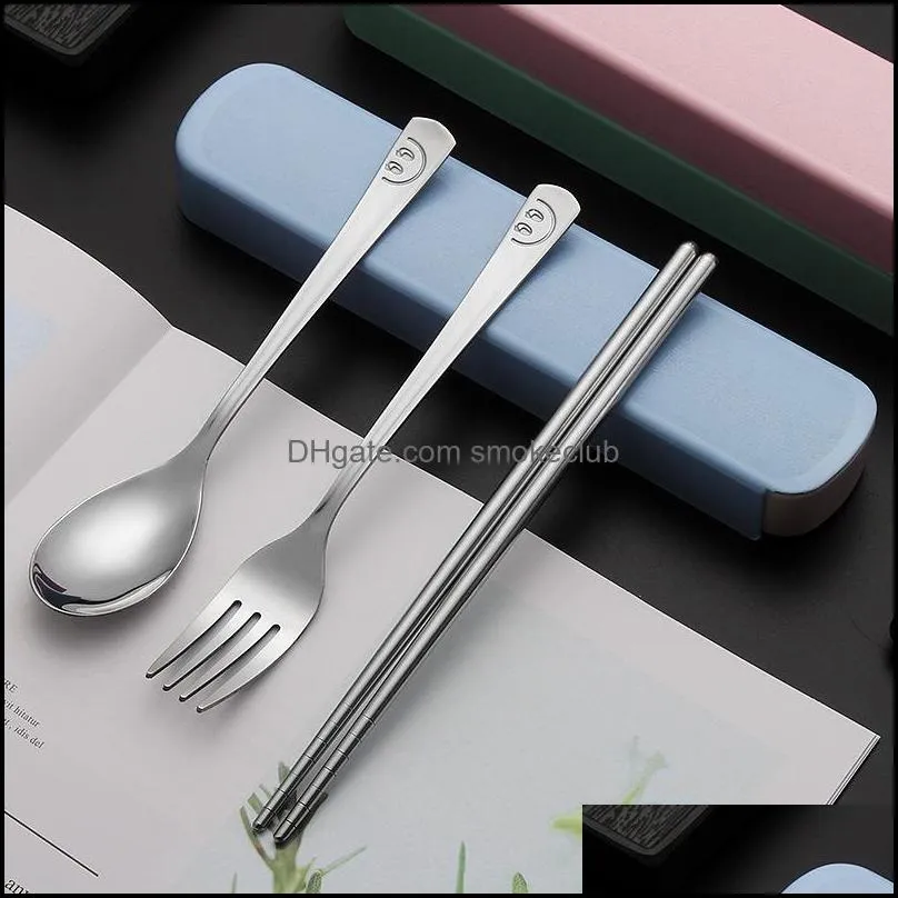 Smile Flatware Sets Stainless Steel Dinner Set Western Knife Fork Teaspoon Dinner Spoon Tableware Dinnerware Cutlery Sets