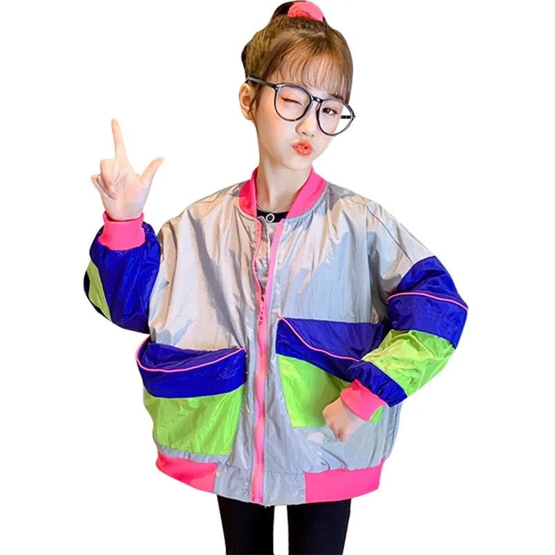 Girls Coat Outerwear Patchwork For Spring Autumn Jackets Casual Style Winter Kids Clothes 6 8 10 12 14 210527