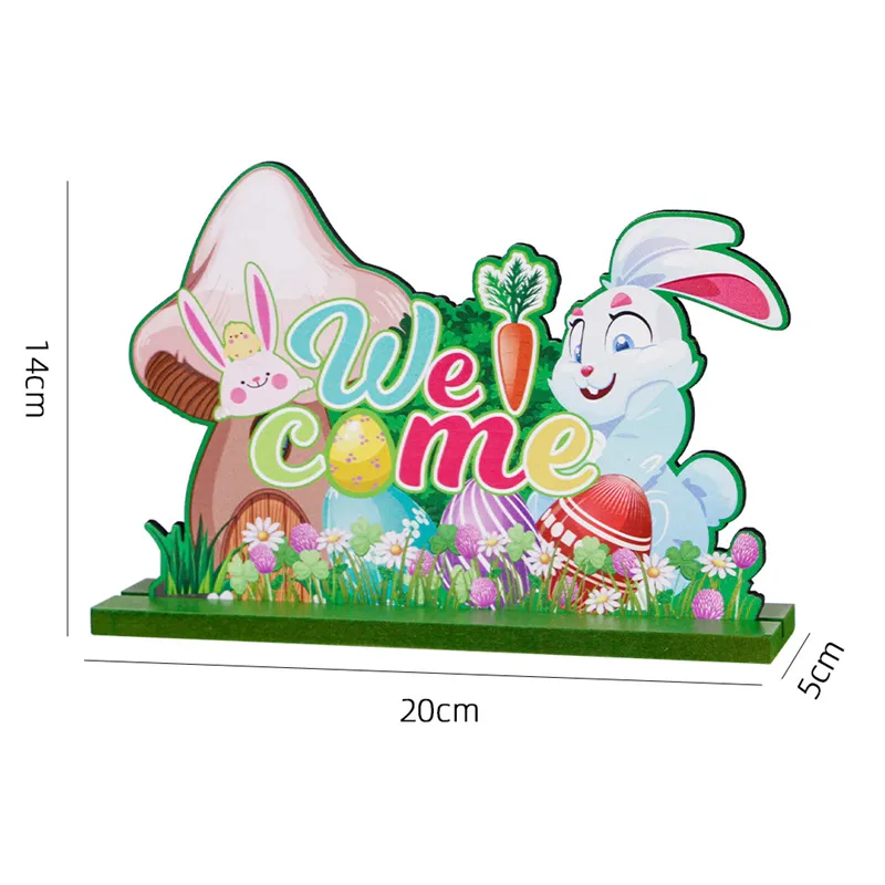 Happy Easter Tabletop Decoration Signs Bunny Table Centerpiece Easter Wood Decor for Home Office Party