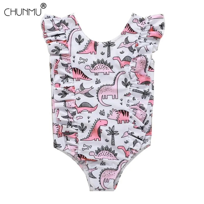 Ubrania dla dzieci Set Summer Swimwear Dziewczyny Swimsuit Moda Drukowanie Zwierząt Bez Rękawów Kostium kąpielowy Kids 210508